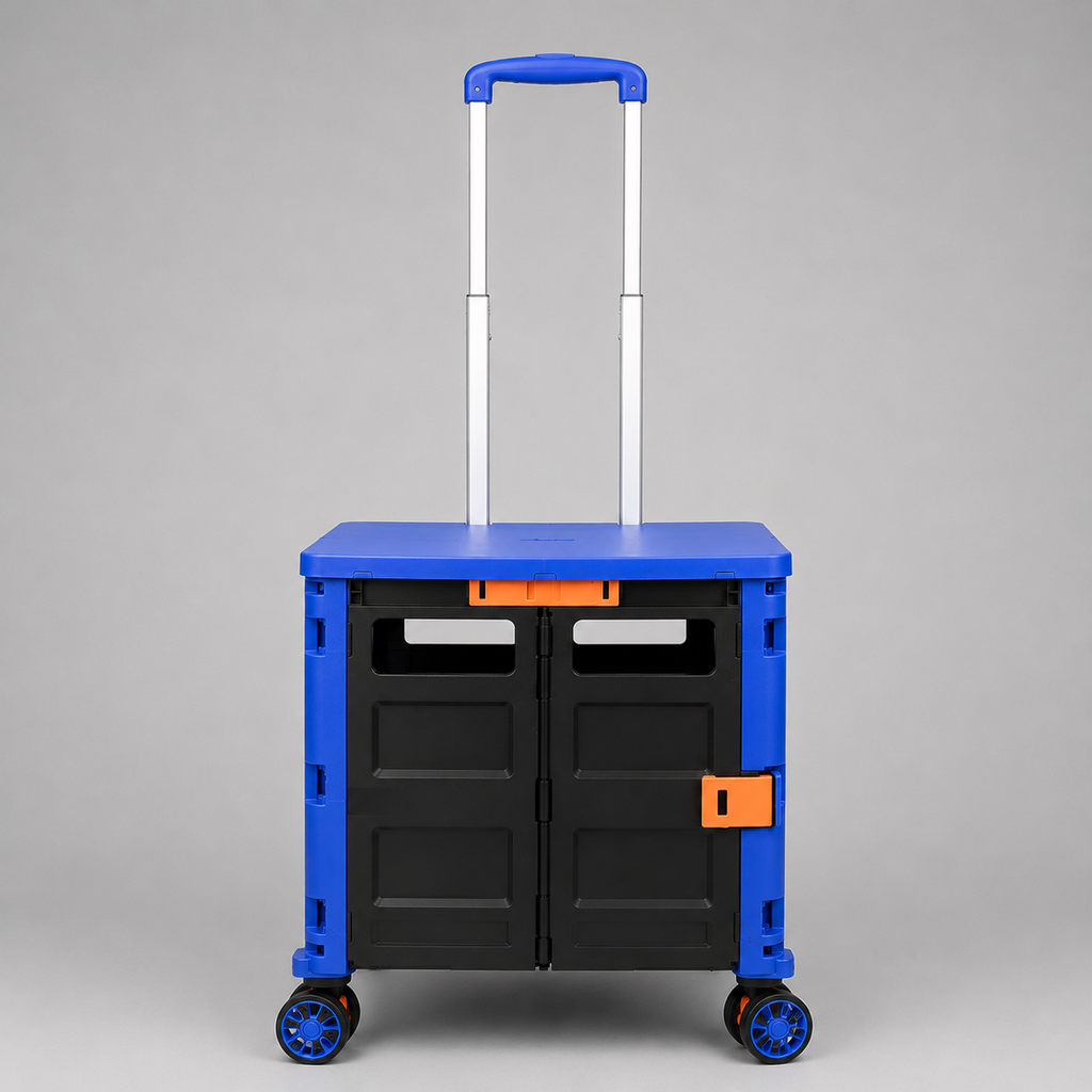 Folding Shopping Cart with Silent Wheels, Compact Lightweight Grocery Trolley