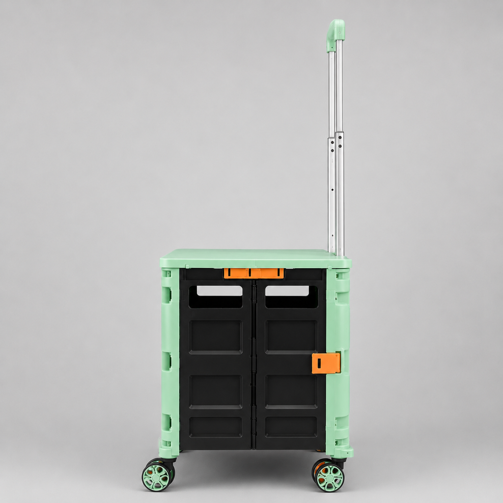 Folding Shopping Cart with Silent Wheels, Compact Lightweight Grocery Trolley