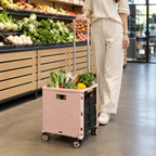 Folding Shopping Cart with Silent Wheels, Compact Lightweight Grocery Trolley