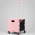 Folding Shopping Cart with Silent Wheels, Compact Lightweight Grocery Trolley