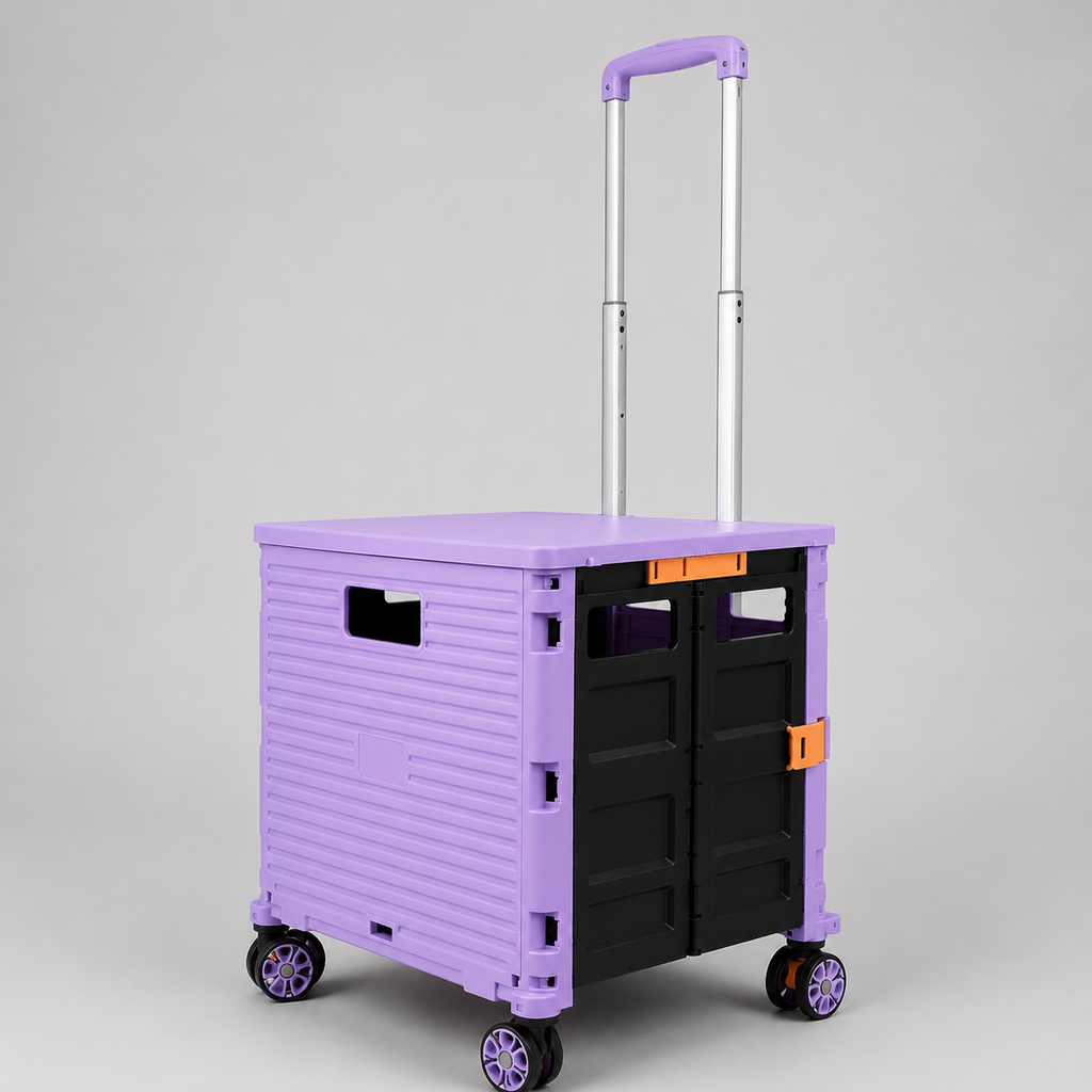 Folding Shopping Cart with Silent Wheels, Compact Lightweight Grocery Trolley