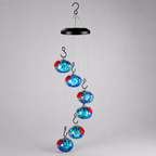 Glass Hummingbird Feeder with Wind Chime, Handcrafted Garden Bird Feeder Ornament