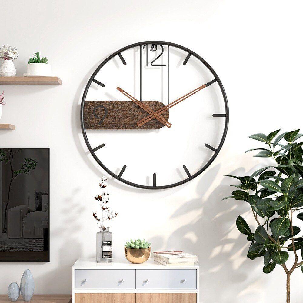 Stylish Large Round Metal Wall Clock for Home Decor | Ridorn