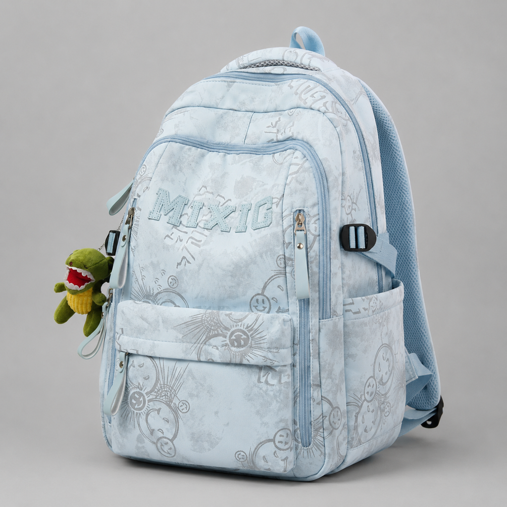 Graphic Print School Backpack with Spacious Storage