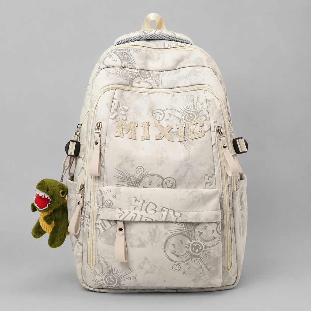 Graphic Print School Backpack with Spacious Storage