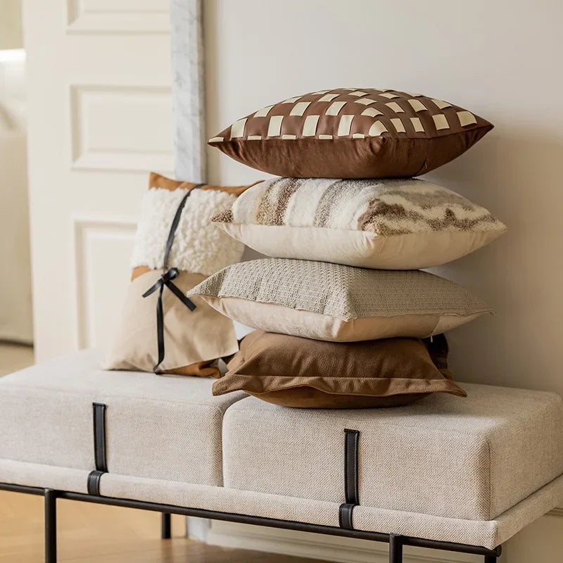 Hand-Woven Leather Cushion Cover Collection By Vidano-cushion-Ridorn