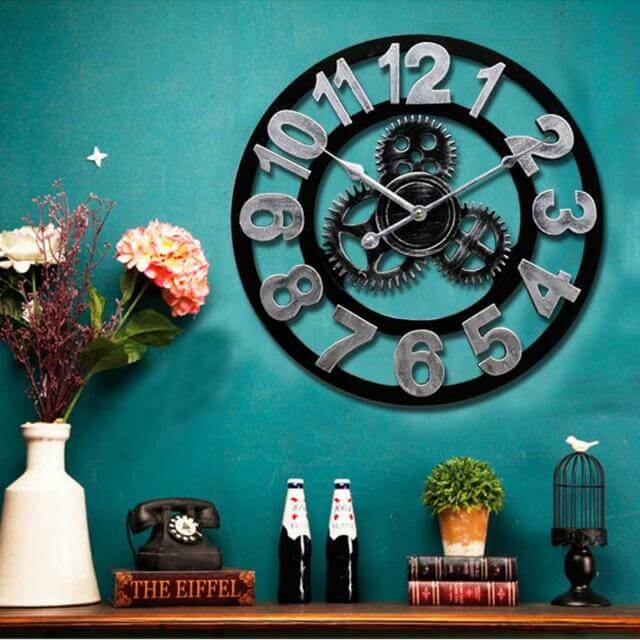 Oversized 3D Retro Wall Clock in Antique Style, 40cm | Ridorn