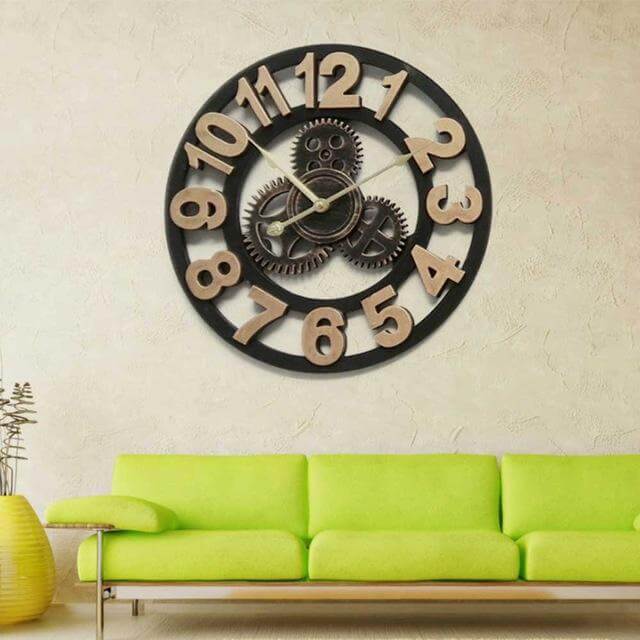 Oversized 3D Retro Wall Clock in Antique Style, 40cm | Ridorn