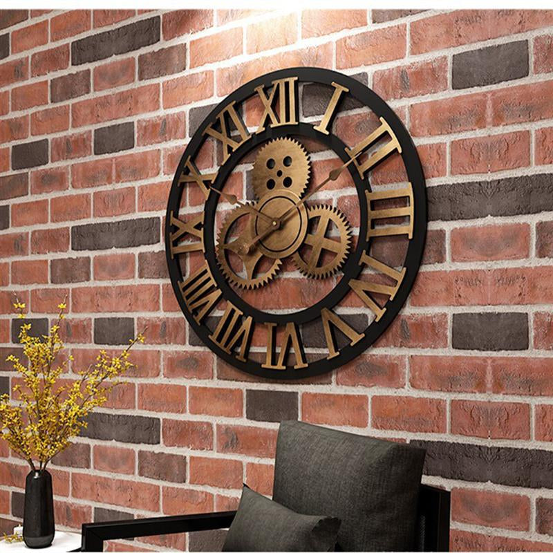 Oversized 3D Retro Wall Clock in Antique Style, 40cm | Ridorn
