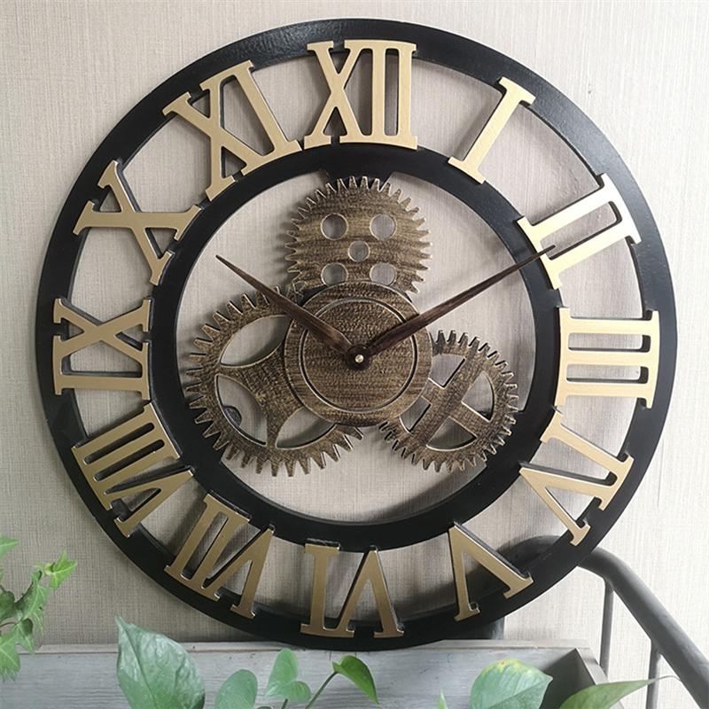 Oversized 3D Retro Wall Clock in Antique Style, 40cm | Ridorn