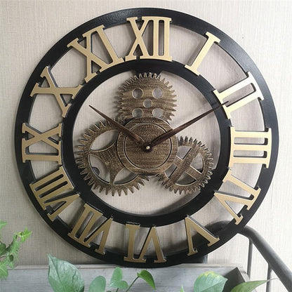Oversized 3D Retro Wall Clock in Antique Style, 40cm | Ridorn