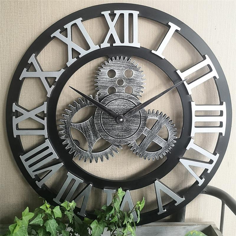Oversized 3D Retro Wall Clock in Antique Style, 40cm | Ridorn