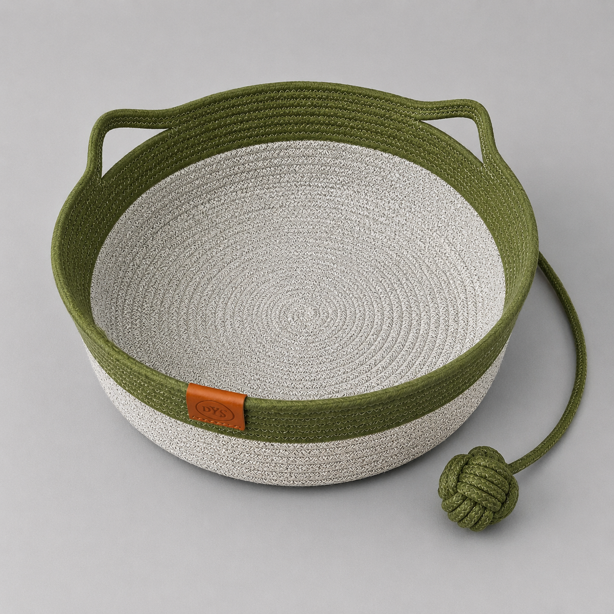Handwoven Cotton Rope Cat Bed, Cozy Round Pet Basket for Cats & Small Pets