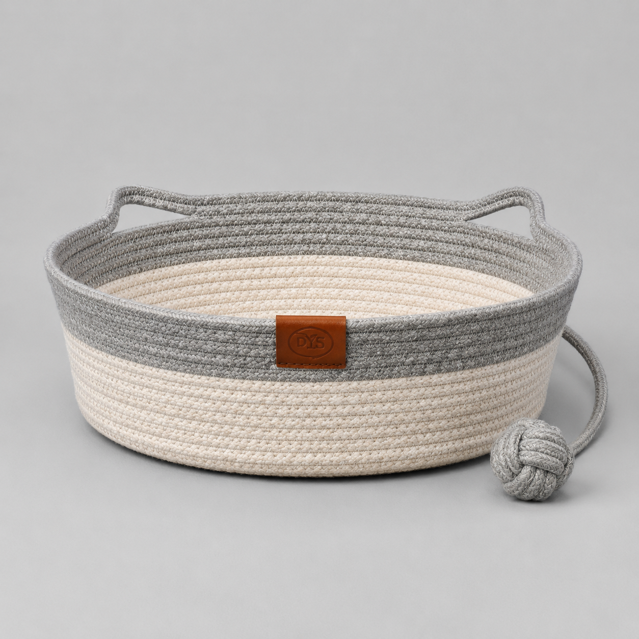 Handwoven Cotton Rope Cat Bed, Cozy Round Pet Basket for Cats & Small Pets