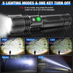 High-Power LED Flashlight 100,000 Lumens, Rechargeable Long-Range Torch for Camping & Outdoor-Ridorn