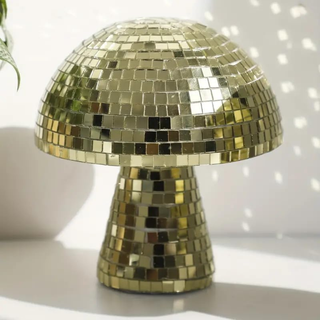 Mushroom Disco Table Lamp with Reflective Mirror Tiles | Ridorn