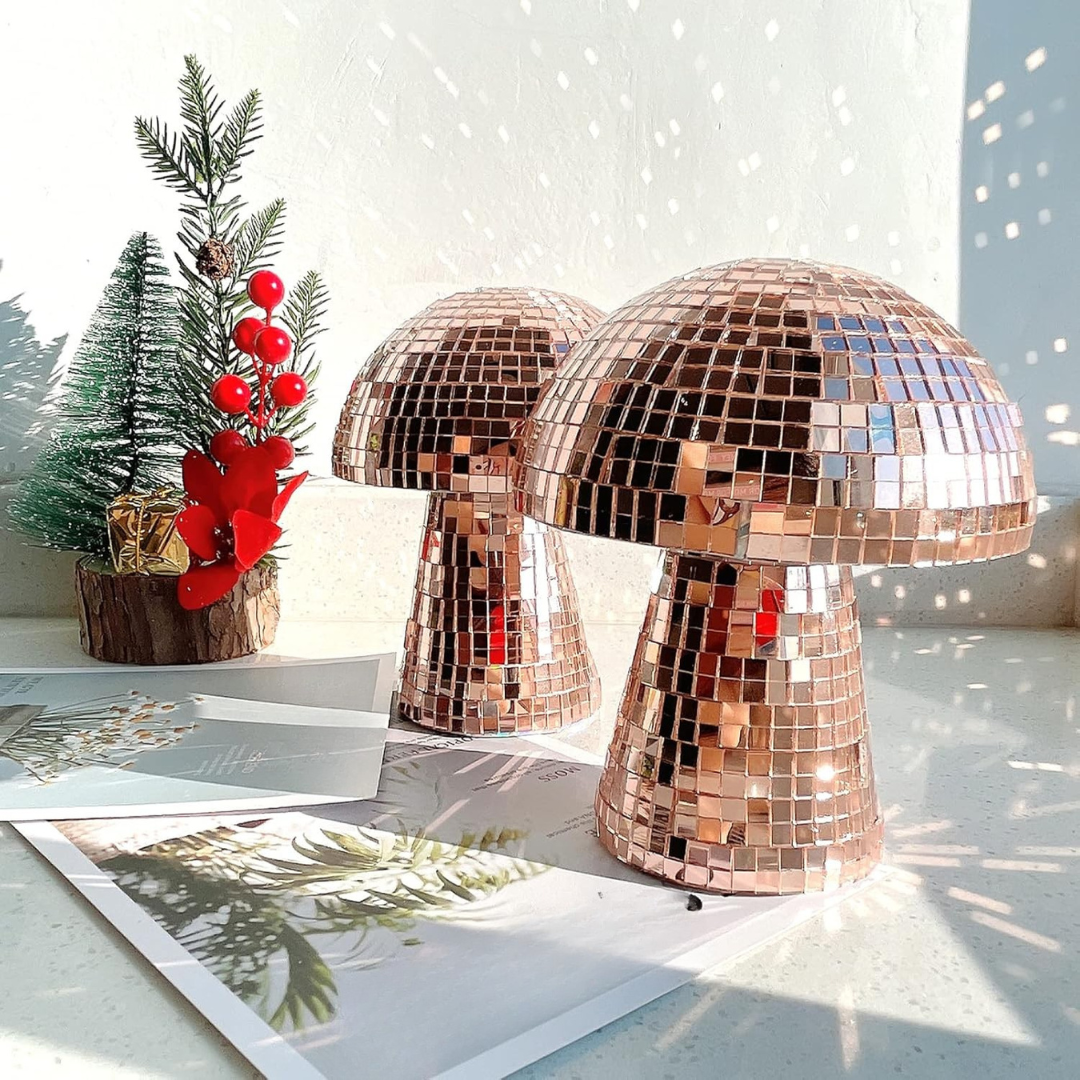 Mushroom Disco Table Lamp with Reflective Mirror Tiles | Ridorn