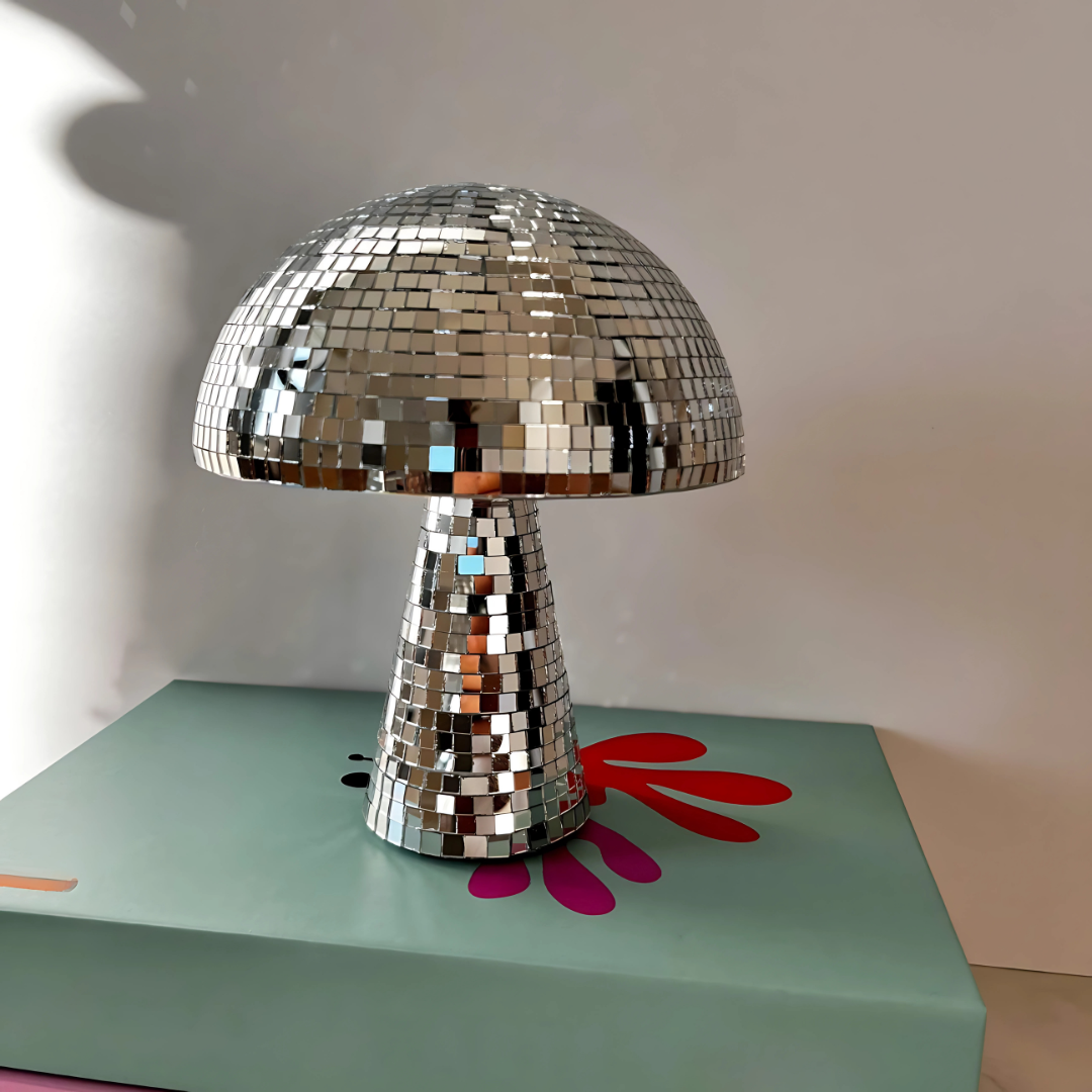 Mushroom Disco Table Lamp with Reflective Mirror Tiles | Ridorn