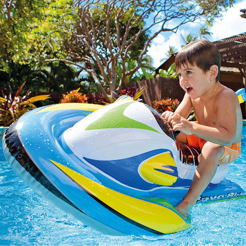 Inflatable Pool Jet Ski Float for Kids, Ride-On Water Toy for Summer Pool & Beach-Ridorn