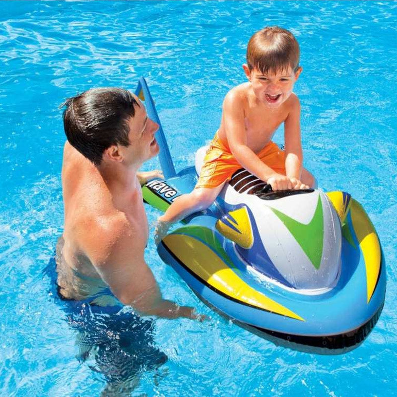 Inflatable Pool Jet Ski Float for Kids, Ride-On Water Toy for Summer Pool & Beach-Ridorn