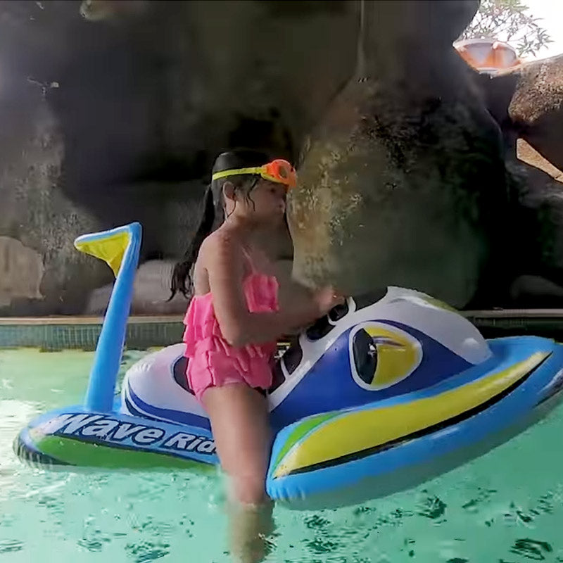 Inflatable Pool Jet Ski Float for Kids, Ride-On Water Toy for Summer Pool & Beach-Ridorn