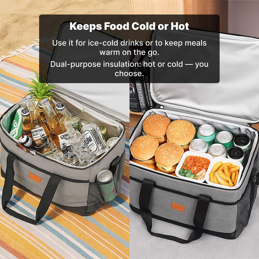Insulated Cooler Bag 33L, Waterproof Leakproof Tote for Picnic, Beach & Camping-Ridorn