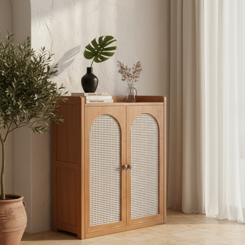 Japanese-Inspired Bamboo Shoe Storage Cabinet - 6 to 8 Tiers | Ridorn-Shoe Storage-Ridorn