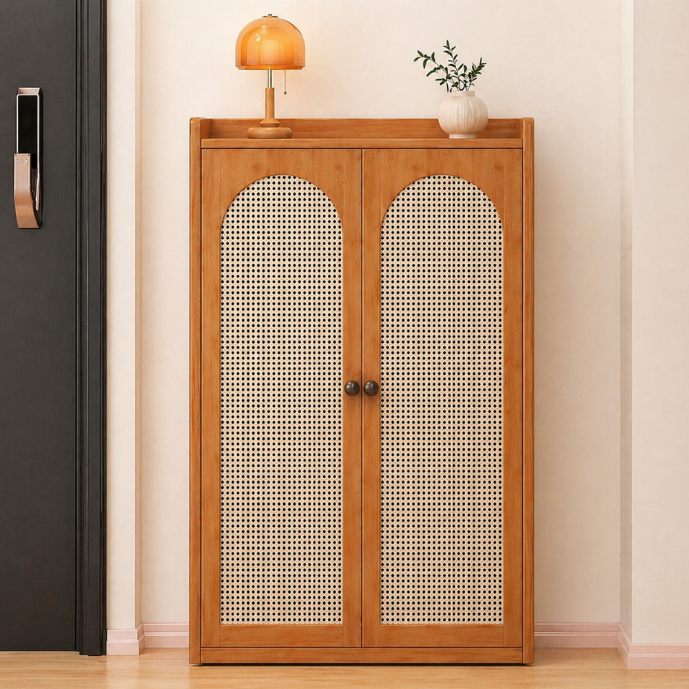 Japanese-Inspired Bamboo Shoe Storage Cabinet - 6 to 8 Tiers | Ridorn-Shoe Storage-Ridorn