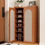Japanese-Inspired Bamboo Shoe Storage Cabinet - 6 to 8 Tiers | Ridorn-Shoe Storage-Ridorn