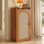 Shoe storage cabinet Japanese-inspired bamboo 6 to 8 tiers front view