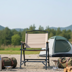 Khaki Minimalist Outdoor Camping Chair with Armrests, | Ridorn-Outdoor Furniture-Ridorn