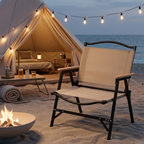 Khaki Minimalist Outdoor Camping Chair with Armrests, | Ridorn-Outdoor Furniture-Ridorn