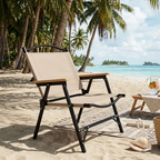 Khaki Minimalist Outdoor Camping Chair with Armrests, | Ridorn-Outdoor Furniture-Ridorn