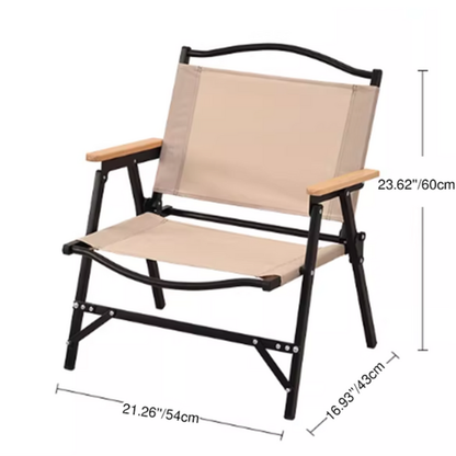 Khaki Minimalist Outdoor Camping Chair with Armrests, | Ridorn