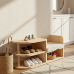 Kids Shoe Storage Bench with Dual-Tier Pine Wood Organizer | Ridorn-Benches-Ridorn