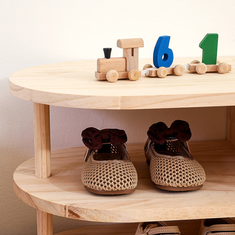 Kids Shoe Storage Bench with Dual-Tier Pine Wood Organizer | Ridorn-Benches-Ridorn