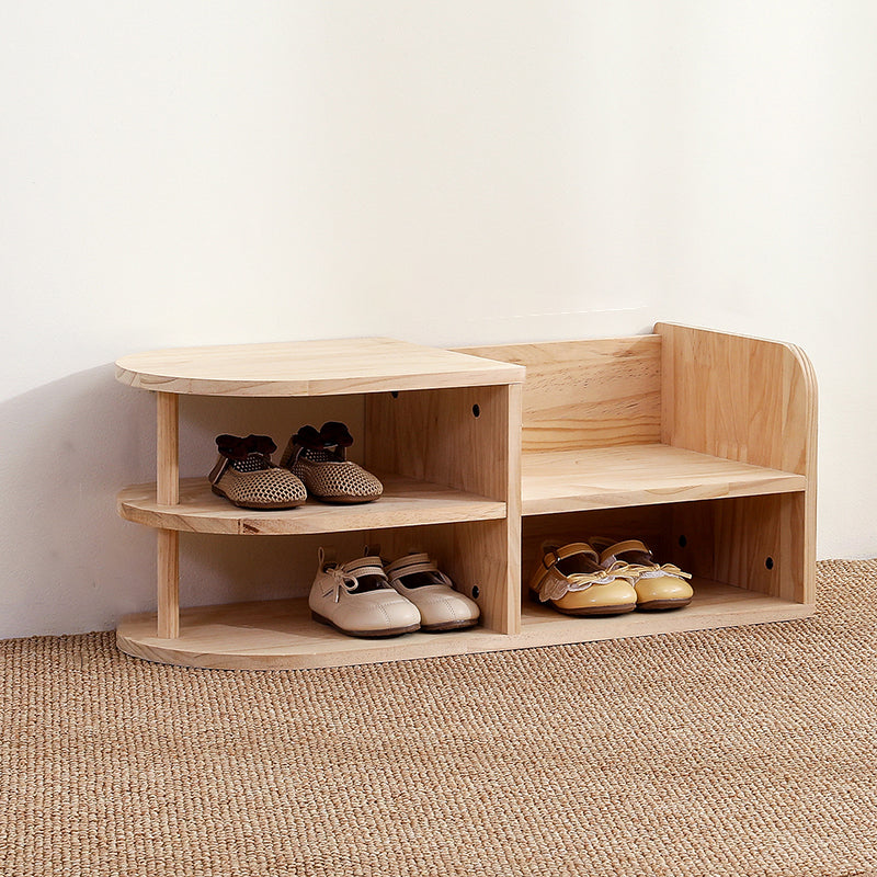 Kids Shoe Storage Bench with Dual-Tier Pine Wood Organizer | Ridorn-Benches-Ridorn