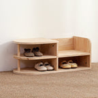 Kids Shoe Storage Bench with Dual-Tier Pine Wood Organizer | Ridorn-Benches-Ridorn
