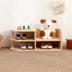 Kids Shoe Storage Bench with Dual-Tier Pine Wood Organizer | Ridorn-Benches-Ridorn