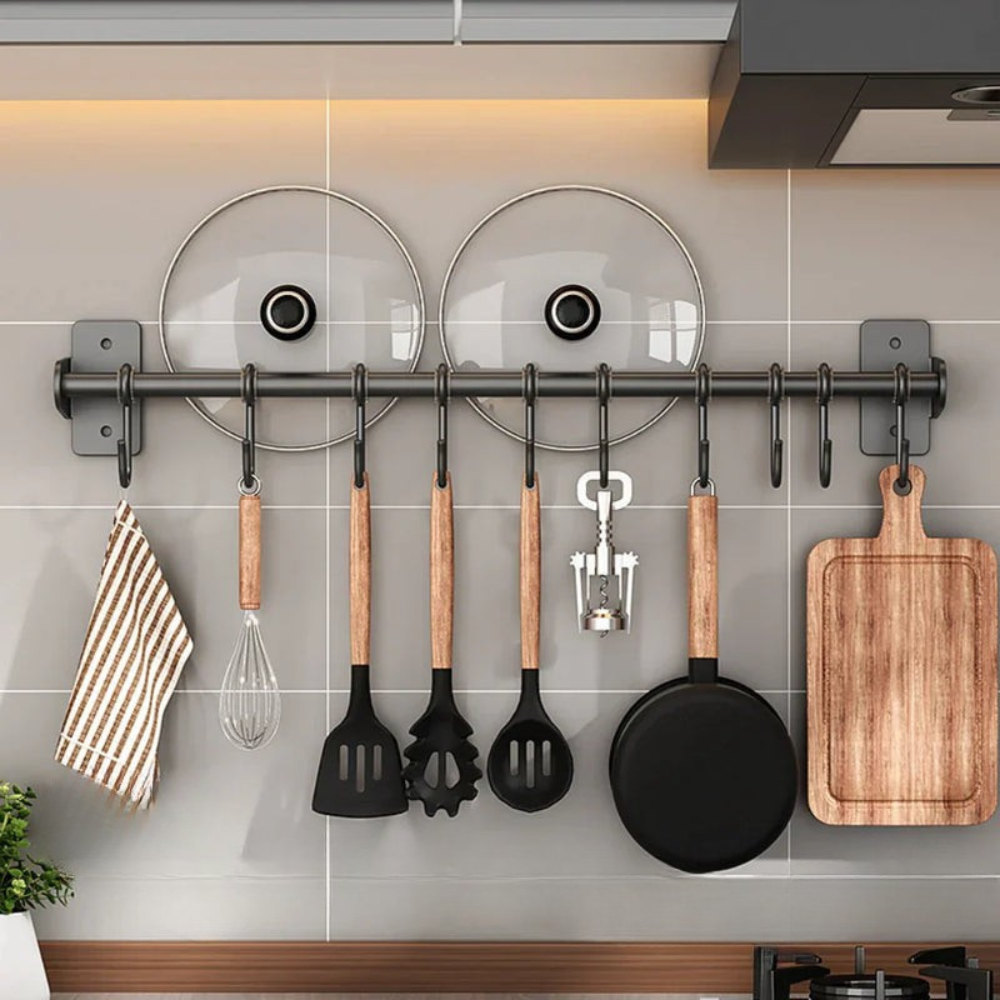 Kitchen Space Saving Hook Rack | Modern Steel Utensil Organizer | Ridorn-Wall Decorations-Ridorn
