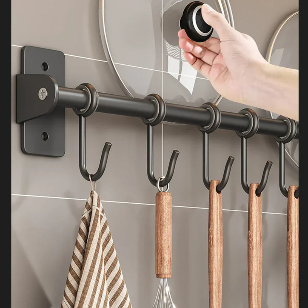 Kitchen Space Saving Hook Rack | Modern Steel Utensil Organizer | Ridorn-Wall Decorations-Ridorn