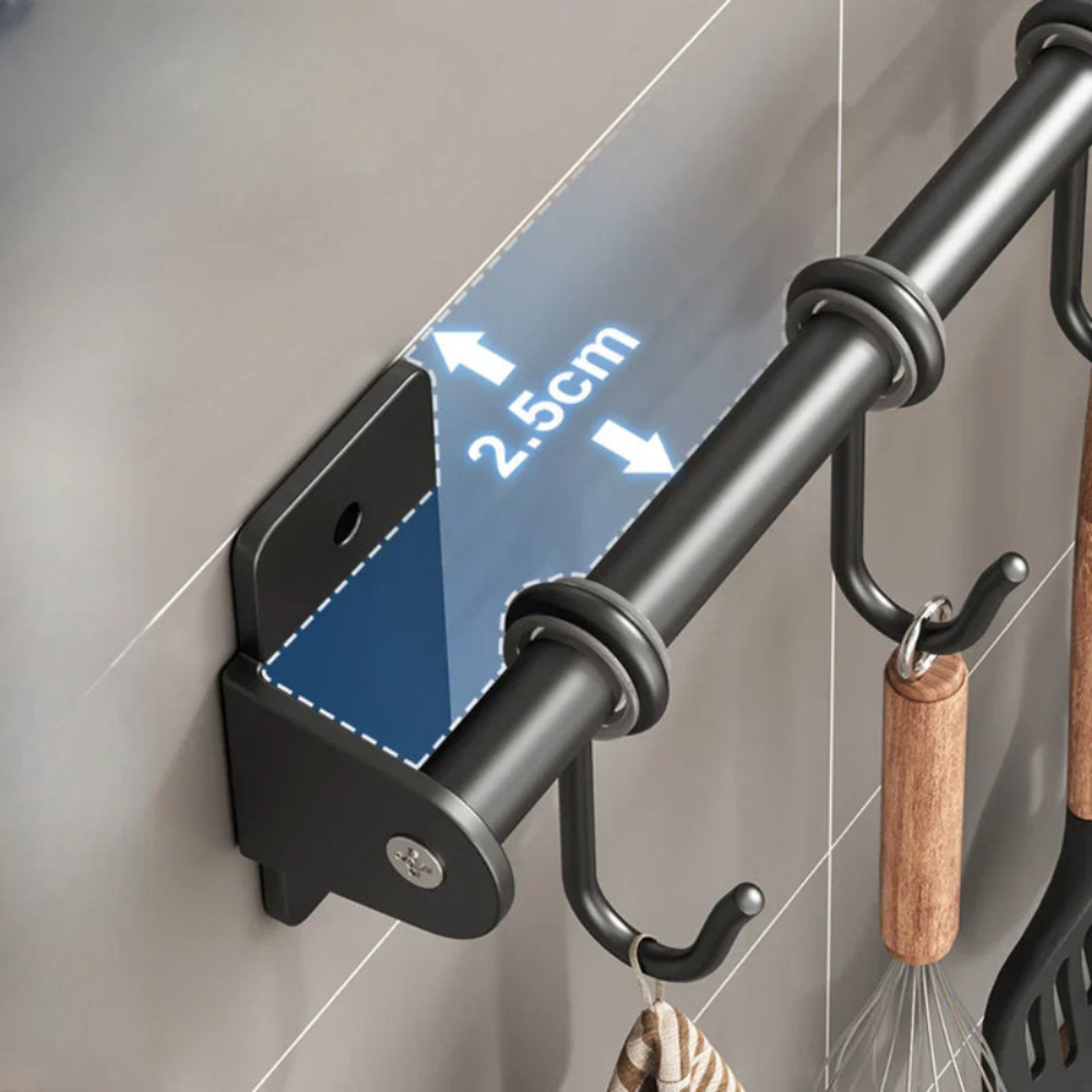 Kitchen Space Saving Hook Rack | Modern Steel Utensil Organizer | Ridorn-Wall Decorations-Ridorn