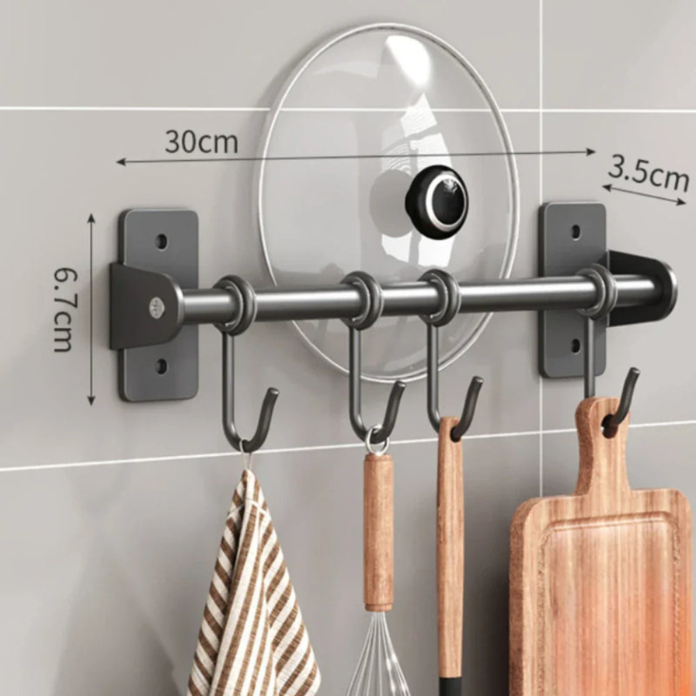 Kitchen Space Saving Hook Rack | Modern Steel Utensil Organizer | Ridorn-Wall Decorations-Ridorn