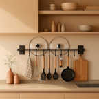 Kitchen space saving hook rack modern steel wall-mounted view