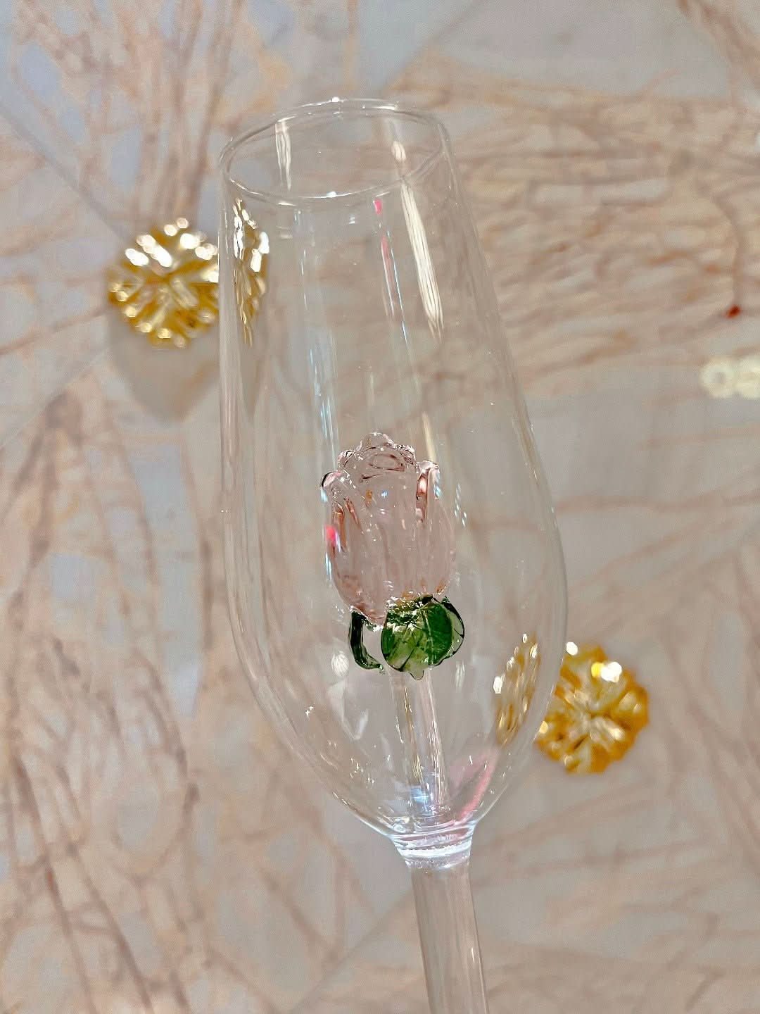 La Vie En Rose | Handmade Champagne Glass