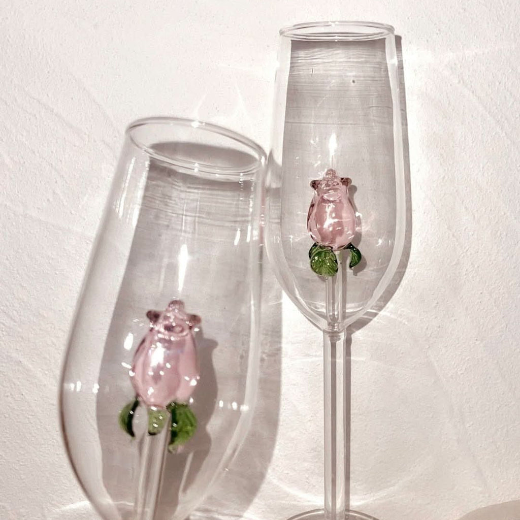 La Vie En Rose | Handmade Champagne Glass