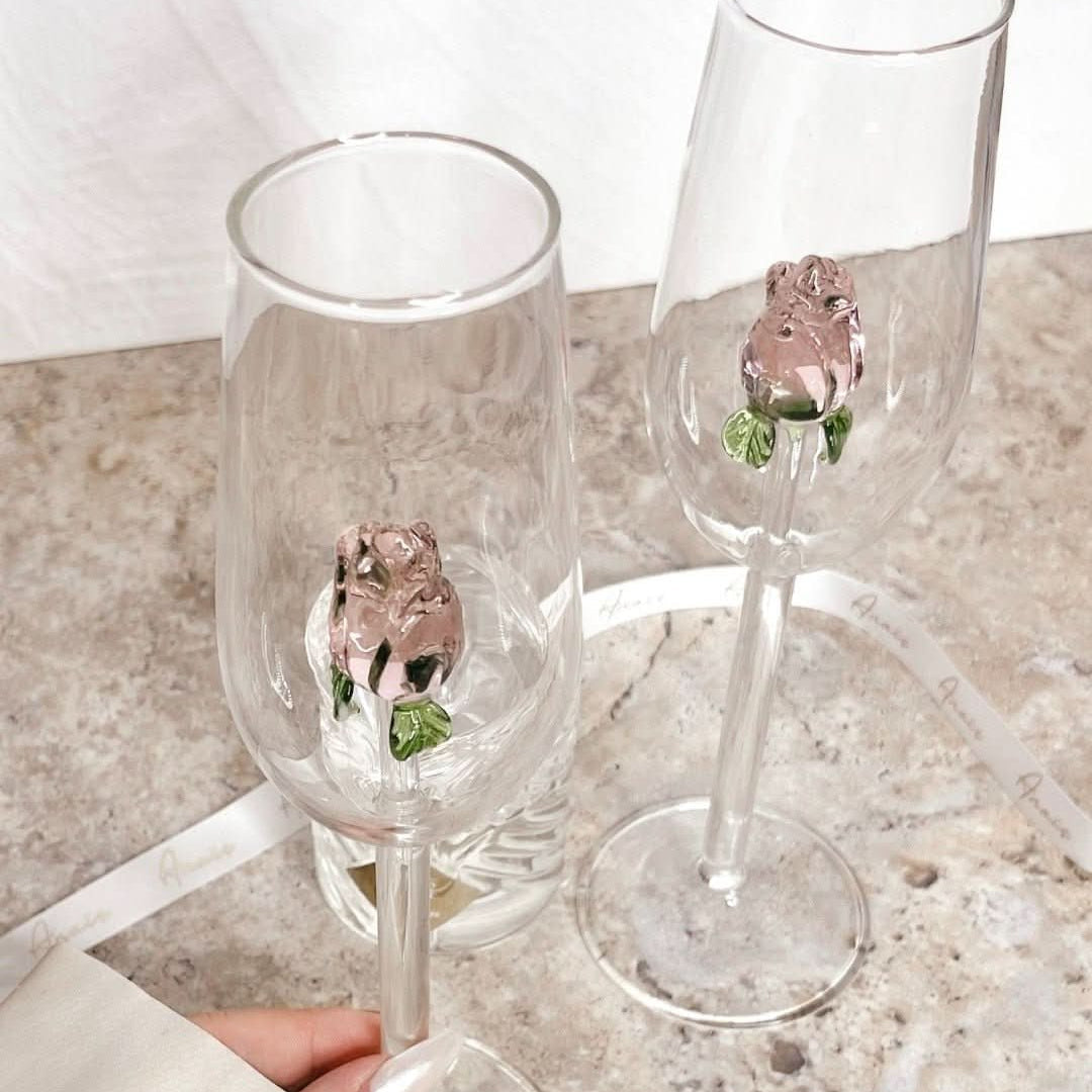 La Vie En Rose | Handmade Champagne Glass