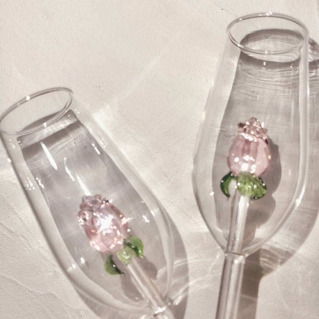 La Vie En Rose | Handmade Champagne Glass