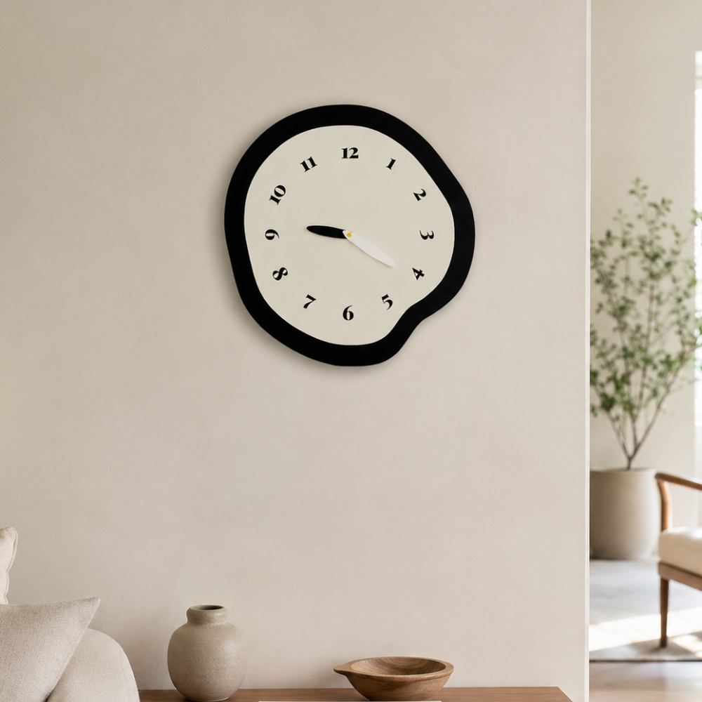 Large Modern Wall Clock with Unique Warped Design and | Ridorn