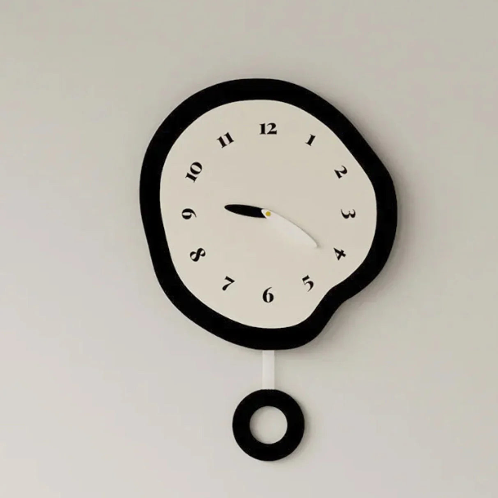 Large Modern Wall Clock with Unique Warped Design and | Ridorn
